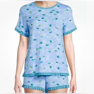 $10💙Bundled Secret Treasures Blue and Green Turtle Pajama Set